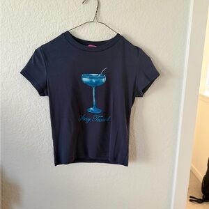 Edikted Women’s blue baby tee cocktail graphic